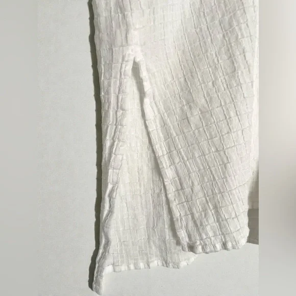 Eileen Fisher Organic Cotton Voile Box Mandarin Button Tunic in White sz S, $198